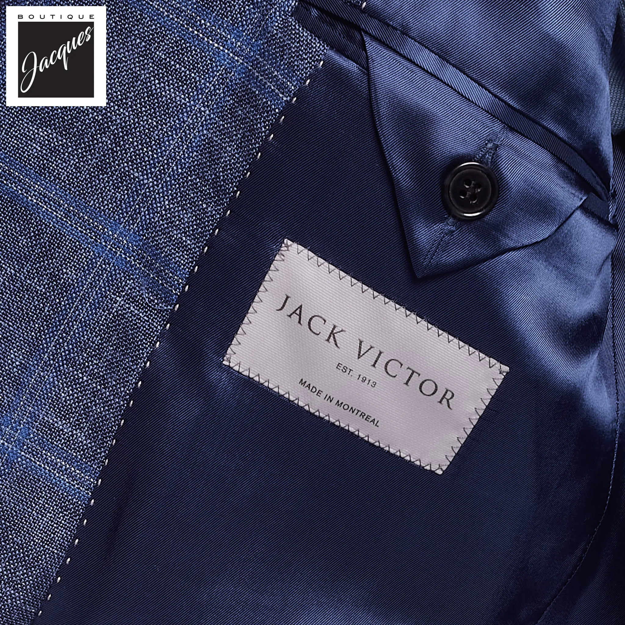 Mid Blue Check Hampton Loro Piana Contemporary Fit Sport Jacket - Jack Victor