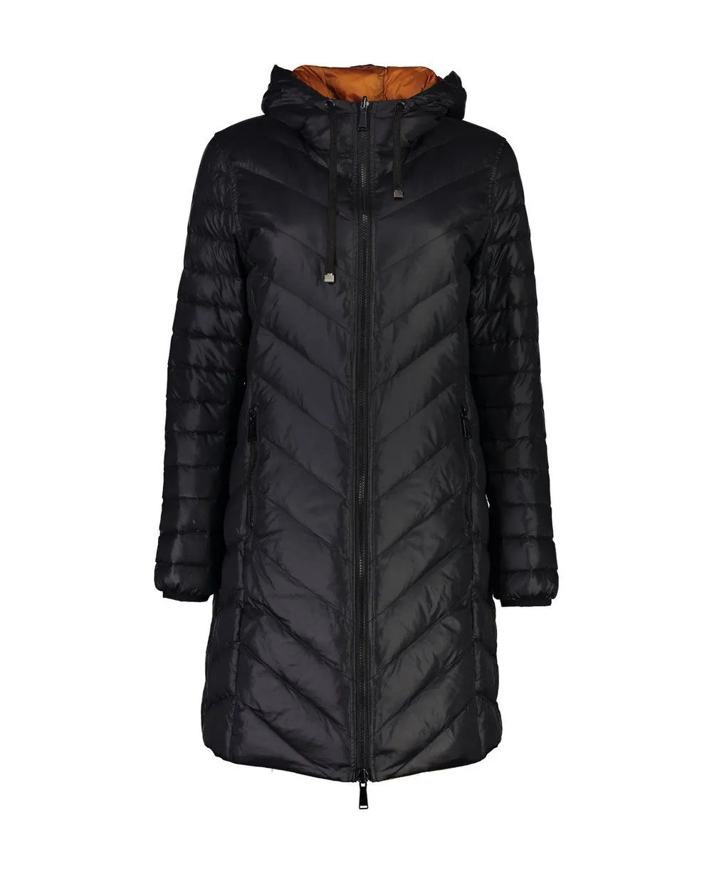 MOKE Arnie Reversible Down Coat - Wetlook Black Tobacco