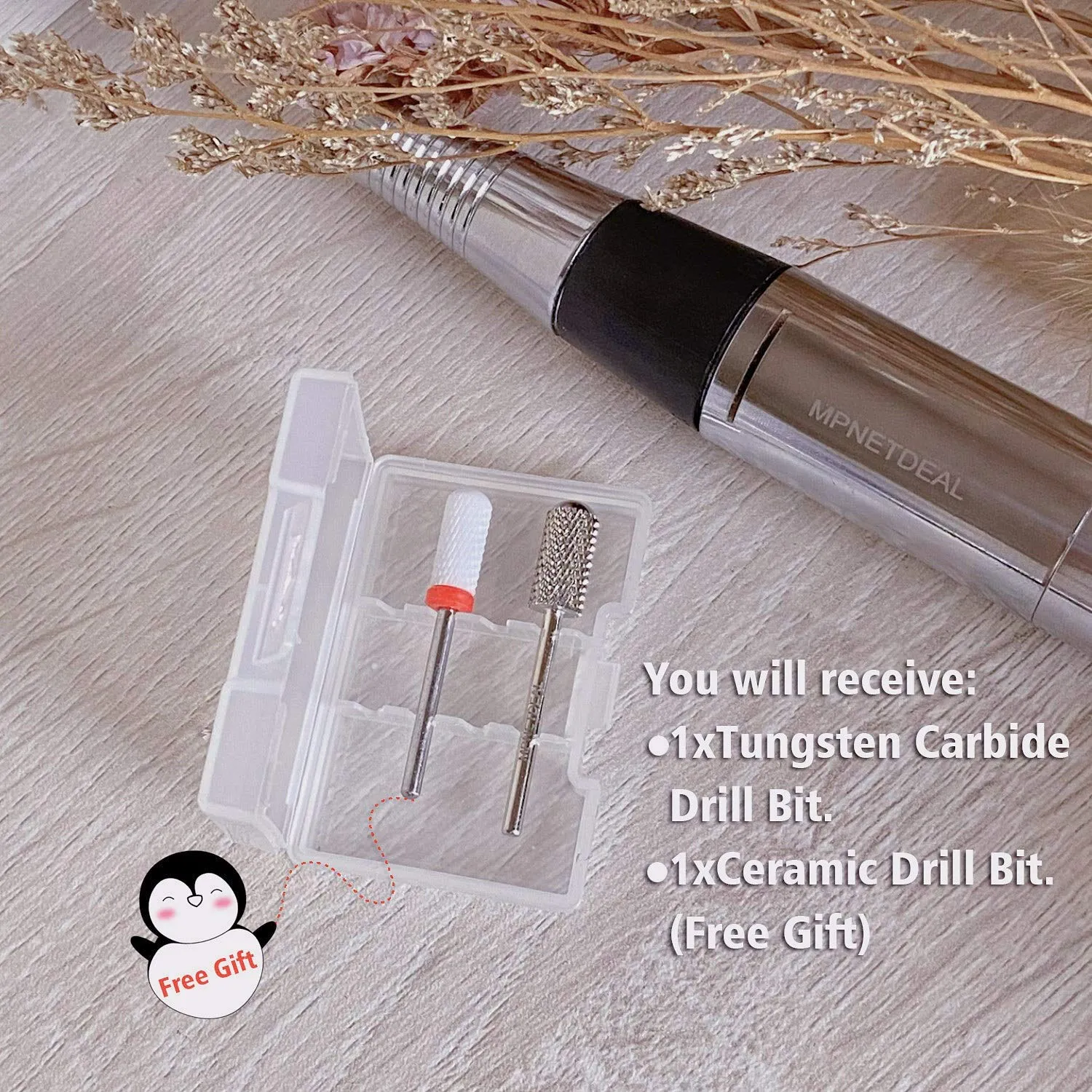 MPNETDEAL (Fine) Safety Nail Carbide Silver Drill Bit Round Top Large Barrel Head Fit for 3/32''e-File Electric Dremel Drill Machine