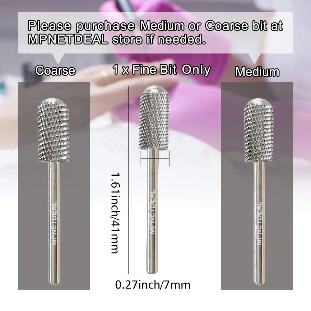 MPNETDEAL (Fine) Safety Nail Carbide Silver Drill Bit Round Top Large Barrel Head Fit for 3/32''e-File Electric Dremel Drill Machine
