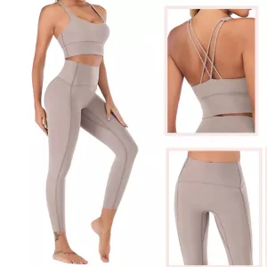 Naked-Feel Yoga Set - Yoga Leggings Set for Women, Fitness Suit for Yoga Clothes, High Waist Gym Workout Sportswear, Gym Sports Clothing