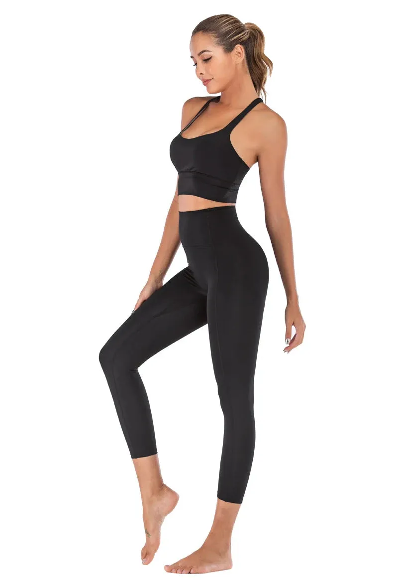 Naked-Feel Yoga Set - Yoga Leggings Set for Women, Fitness Suit for Yoga Clothes, High Waist Gym Workout Sportswear, Gym Sports Clothing