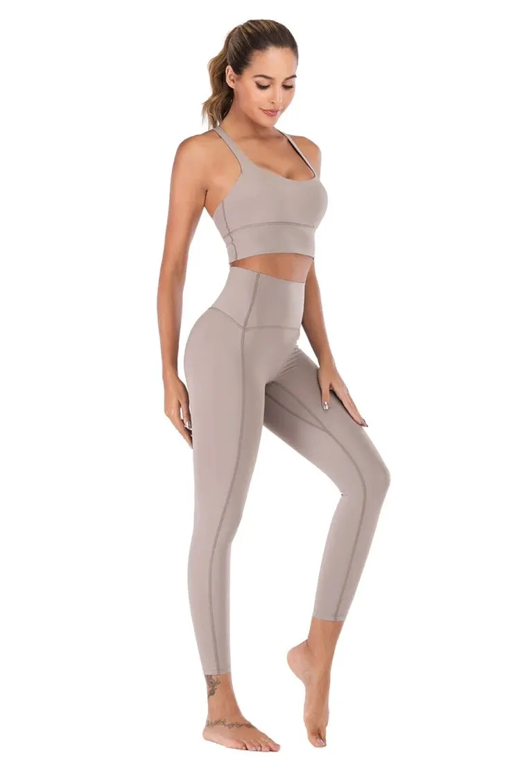 Naked-Feel Yoga Set - Yoga Leggings Set for Women, Fitness Suit for Yoga Clothes, High Waist Gym Workout Sportswear, Gym Sports Clothing