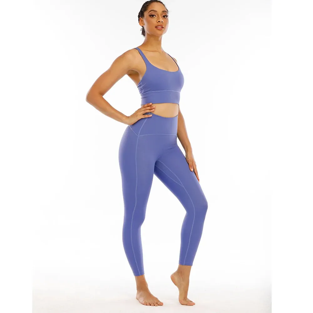 Naked-Feel Yoga Set - Yoga Leggings Set for Women, Fitness Suit for Yoga Clothes, High Waist Gym Workout Sportswear, Gym Sports Clothing