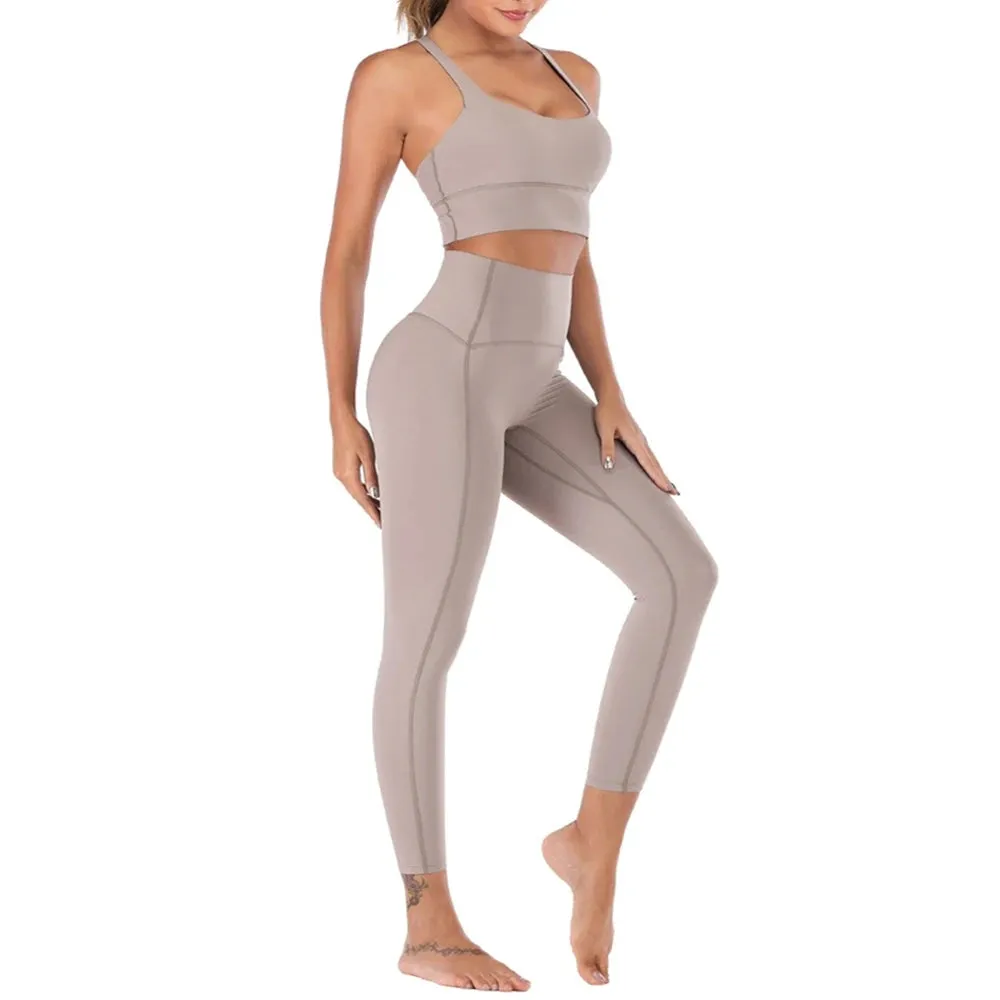 Naked-Feel Yoga Set - Yoga Leggings Set for Women, Fitness Suit for Yoga Clothes, High Waist Gym Workout Sportswear, Gym Sports Clothing