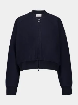 Navy Cotton Zip-Up Jacket