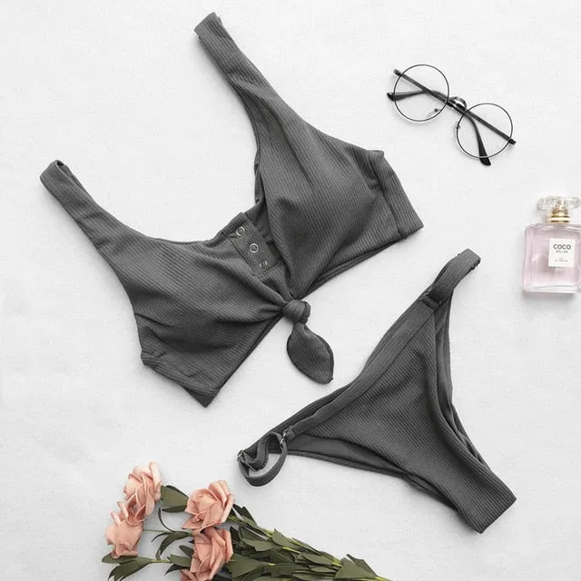 NEW ARRIVAL Secret Button Sexy Solid Bikini Push Up Swimwear Solid Bikini Set Bathing Suits Beach Wear Swimming Suit