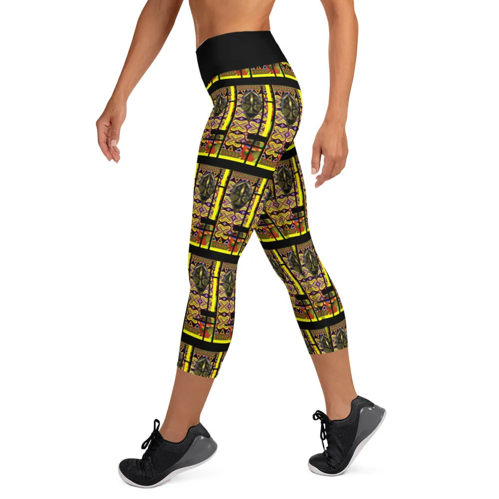 Origen Destination |On-Arrival Point of Origen African Symbol-inspired Yoga Capri Leggings