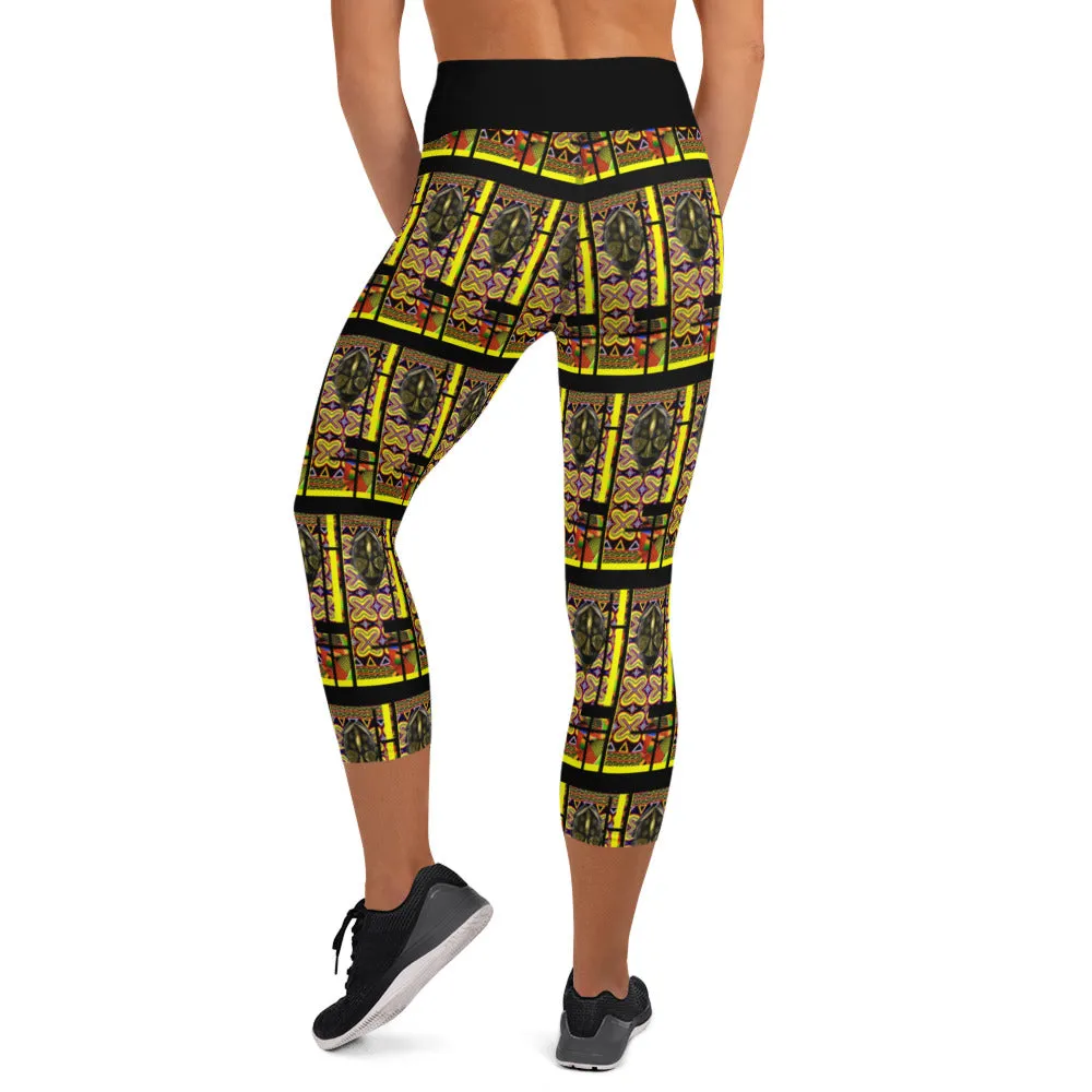 Origen Destination |On-Arrival Point of Origen African Symbol-inspired Yoga Capri Leggings