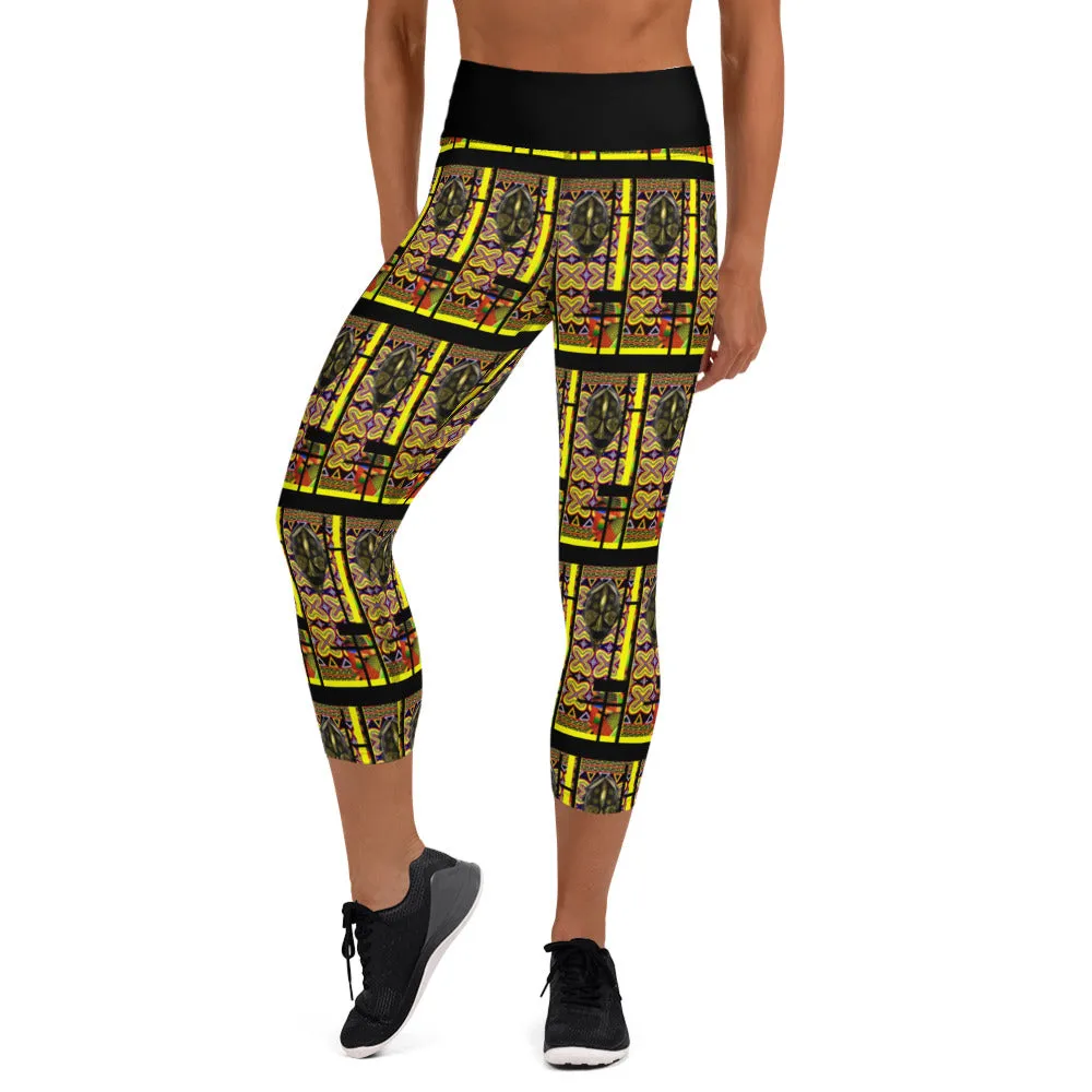 Origen Destination |On-Arrival Point of Origen African Symbol-inspired Yoga Capri Leggings