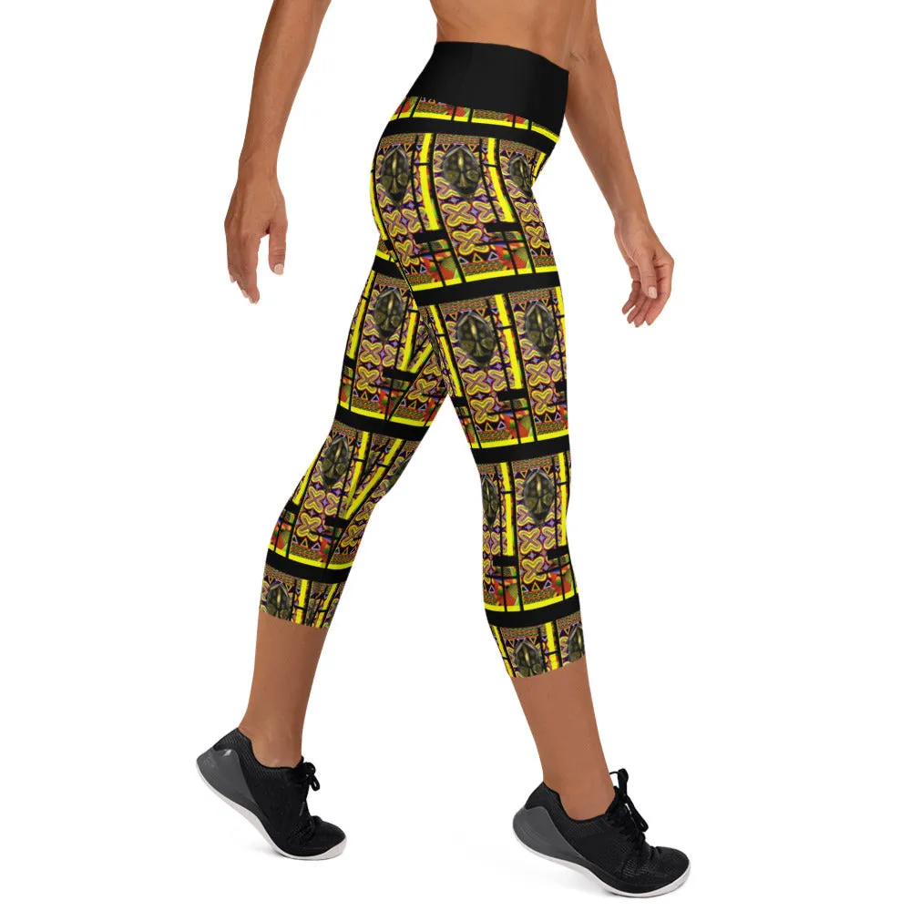 Origen Destination |On-Arrival Point of Origen African Symbol-inspired Yoga Capri Leggings