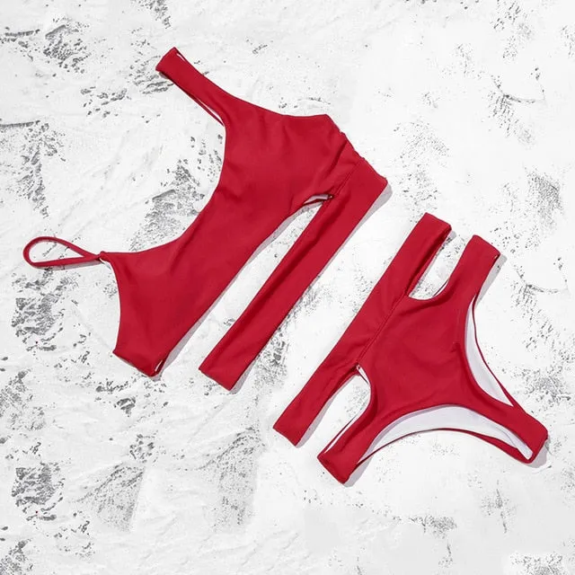 Padded Bra Hollow Out Sexy Swimsuit Female Swimwear
