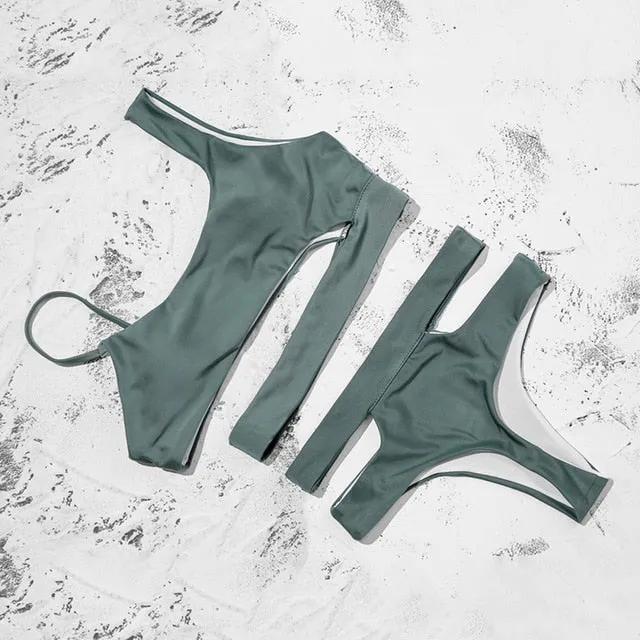 Padded Bra Hollow Out Sexy Swimsuit Female Swimwear