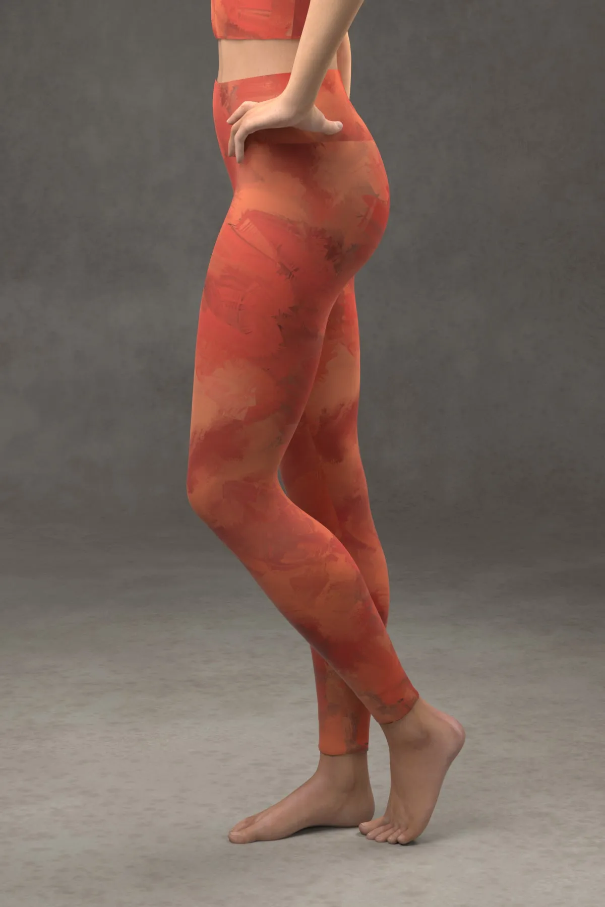 Painted Yoga Leggings: Rosy