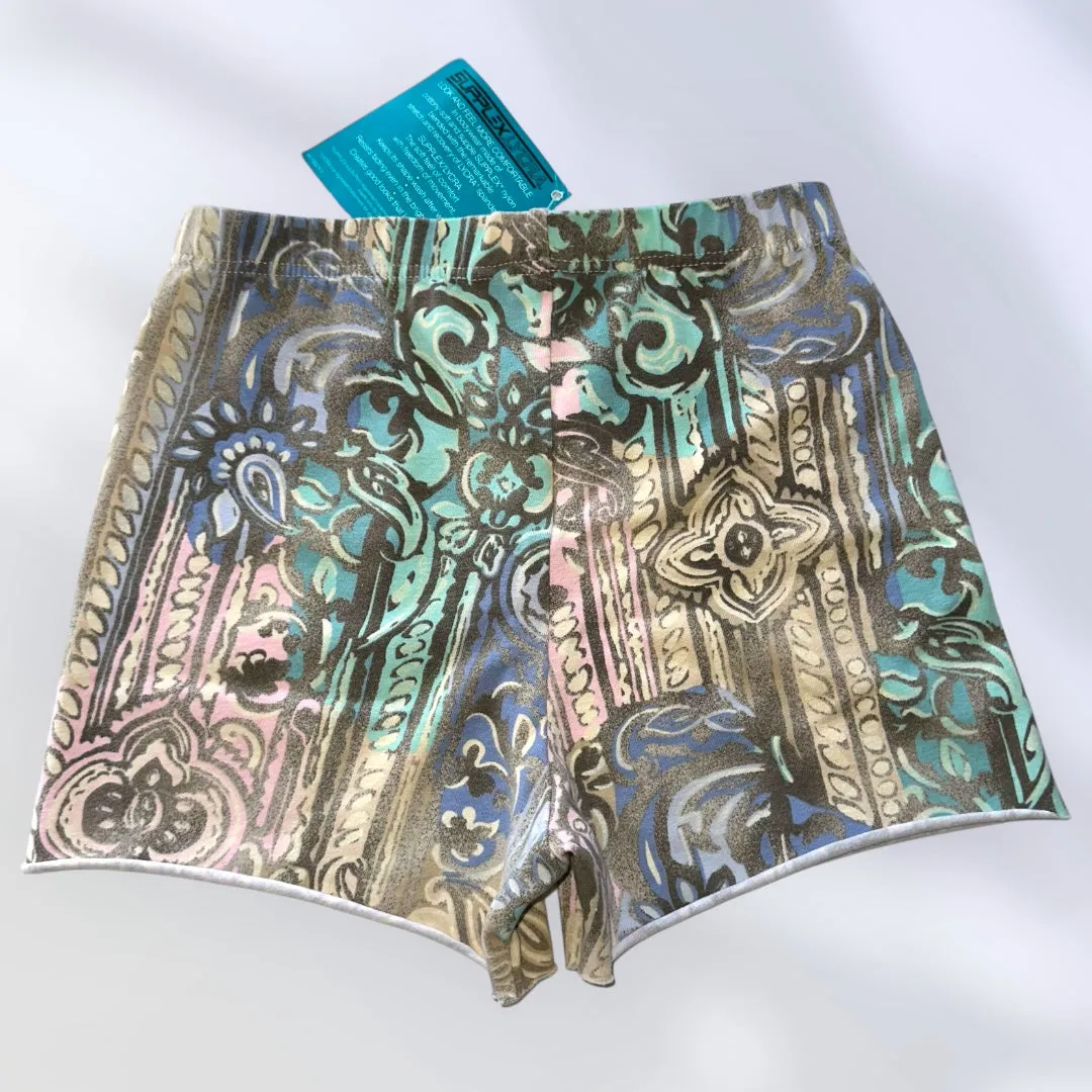 Pastel Paisley High-Waisted Bike Shorts Compression Flattering | USA-Made Vintage