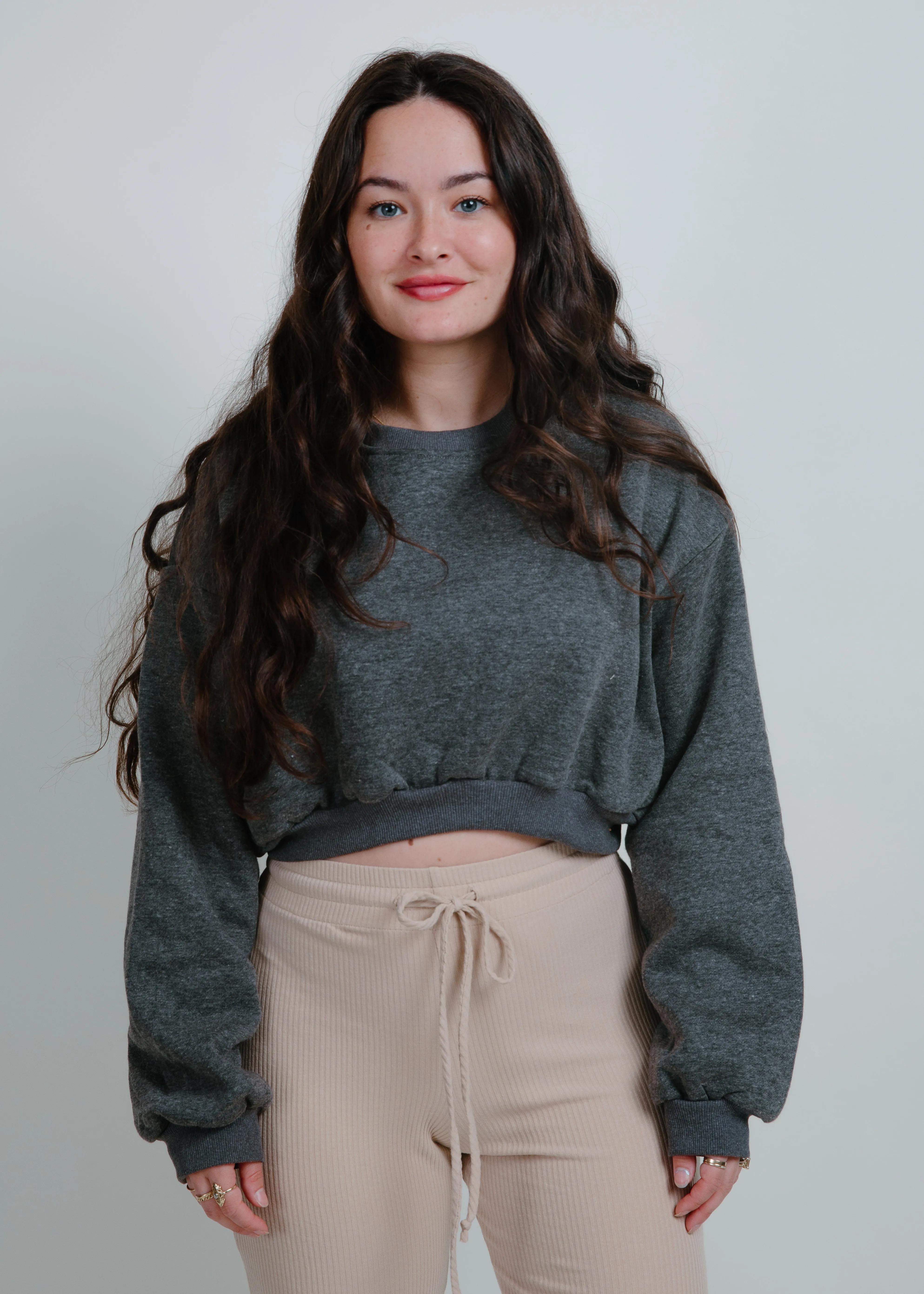 Penelope French Terry Cropped Sweatshirt - Charcoal