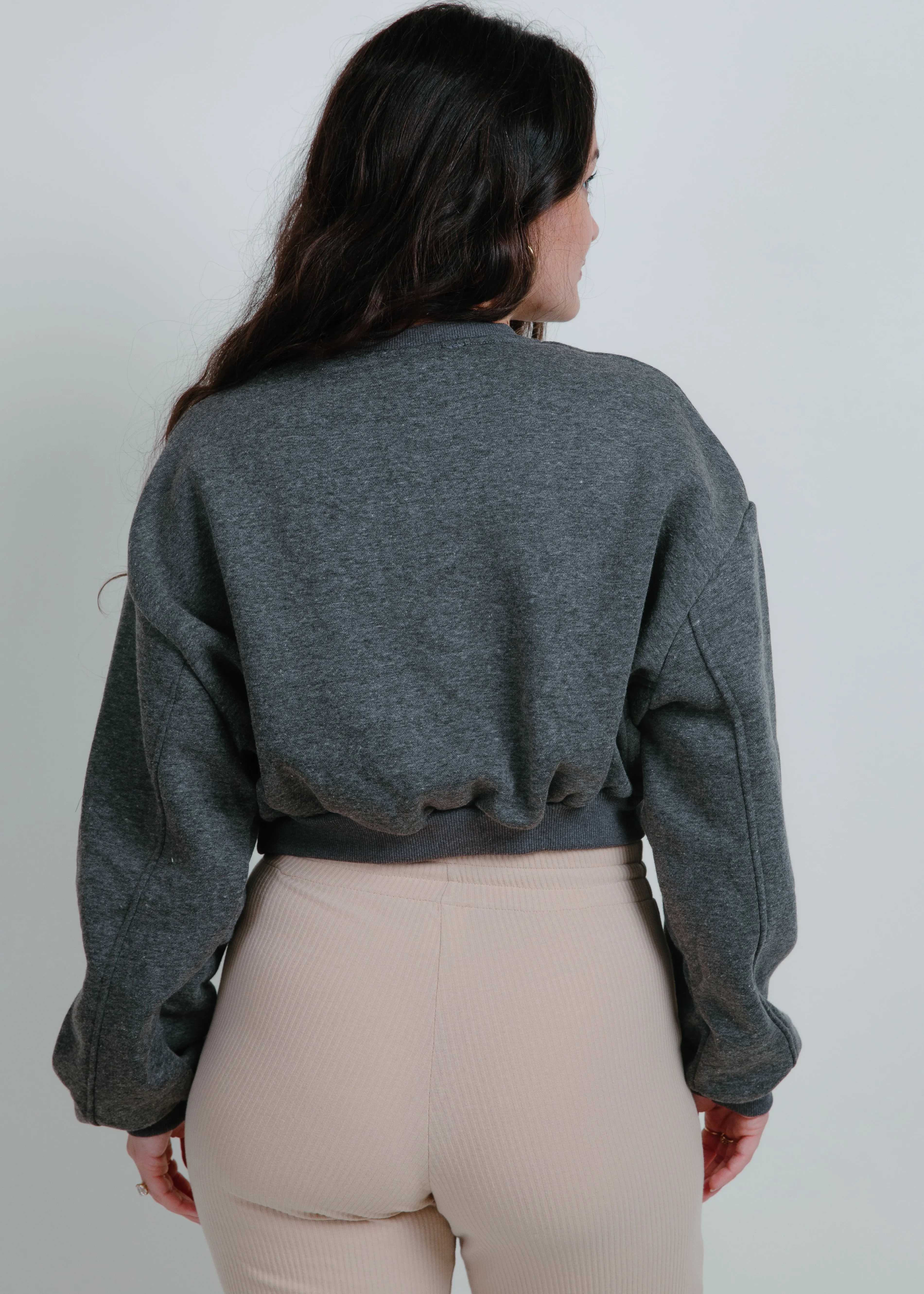 Penelope French Terry Cropped Sweatshirt - Charcoal