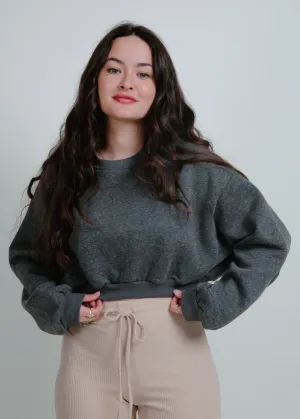 Penelope French Terry Cropped Sweatshirt - Charcoal