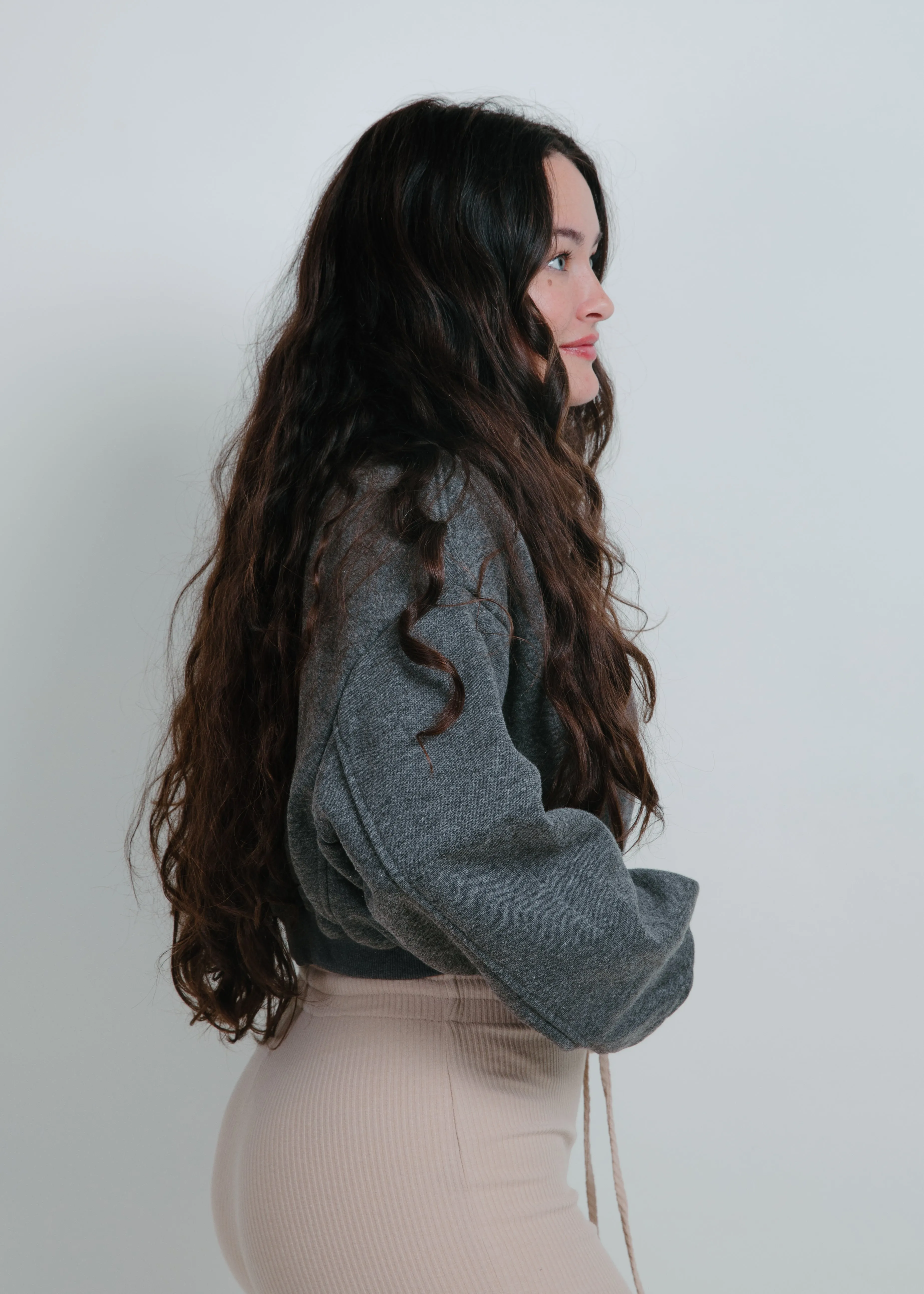 Penelope French Terry Cropped Sweatshirt - Charcoal