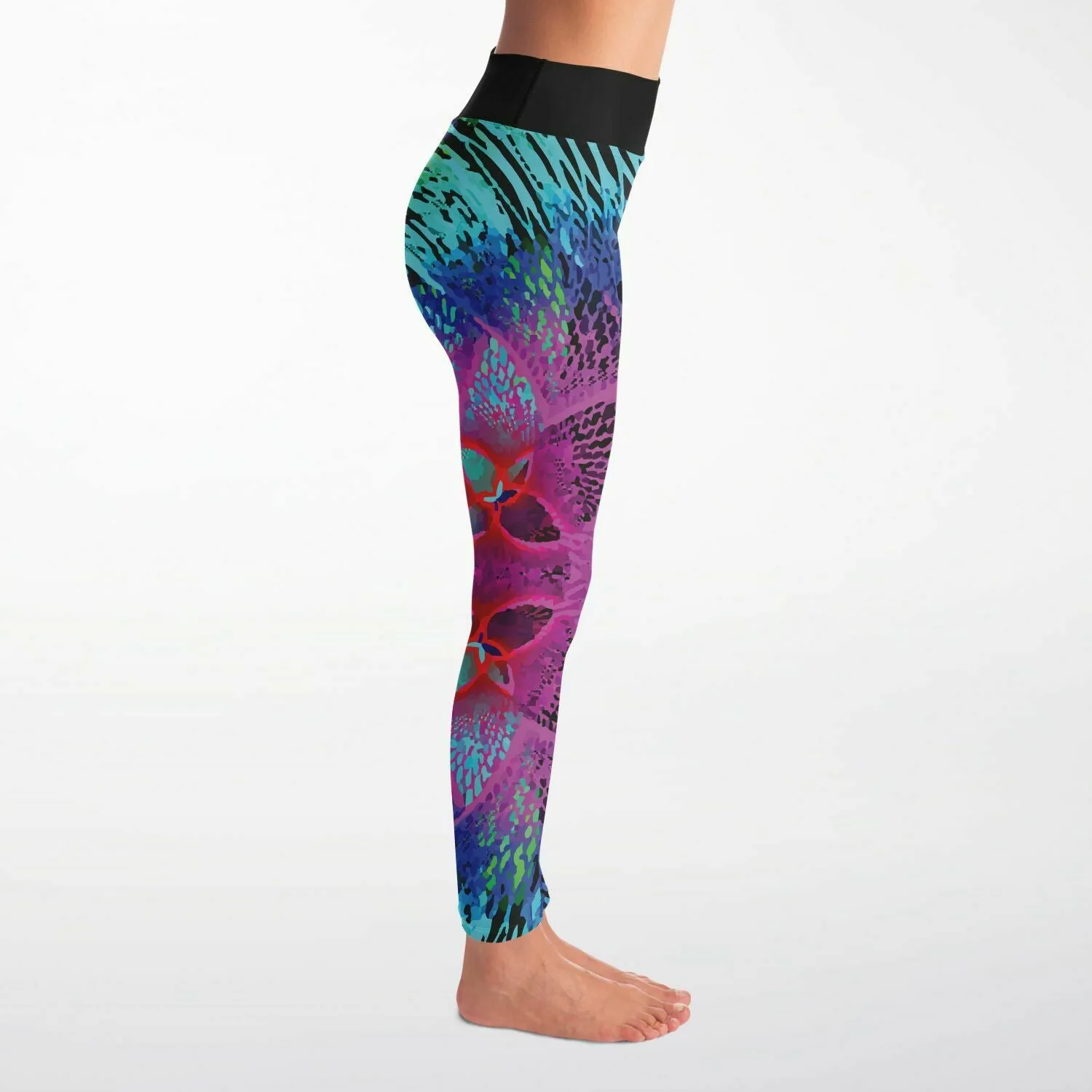 Pink Blue Lines Leggings Custom Cut and Sew No Pockets