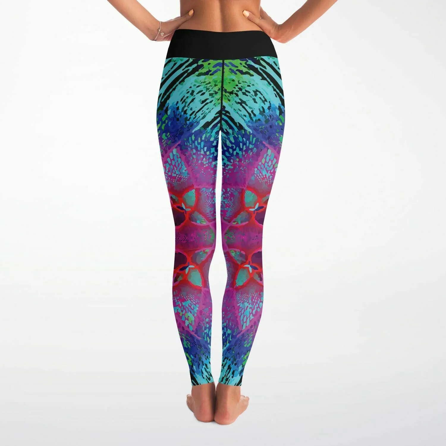 Pink Blue Lines Leggings Custom Cut and Sew No Pockets