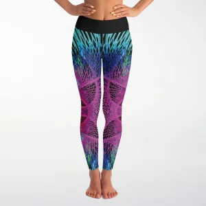Pink Blue Lines Leggings Custom Cut and Sew No Pockets