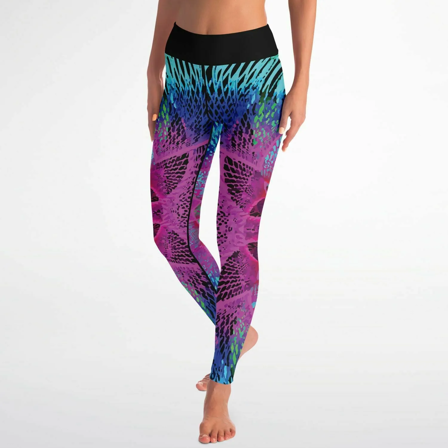 Pink Blue Lines Leggings Custom Cut and Sew No Pockets