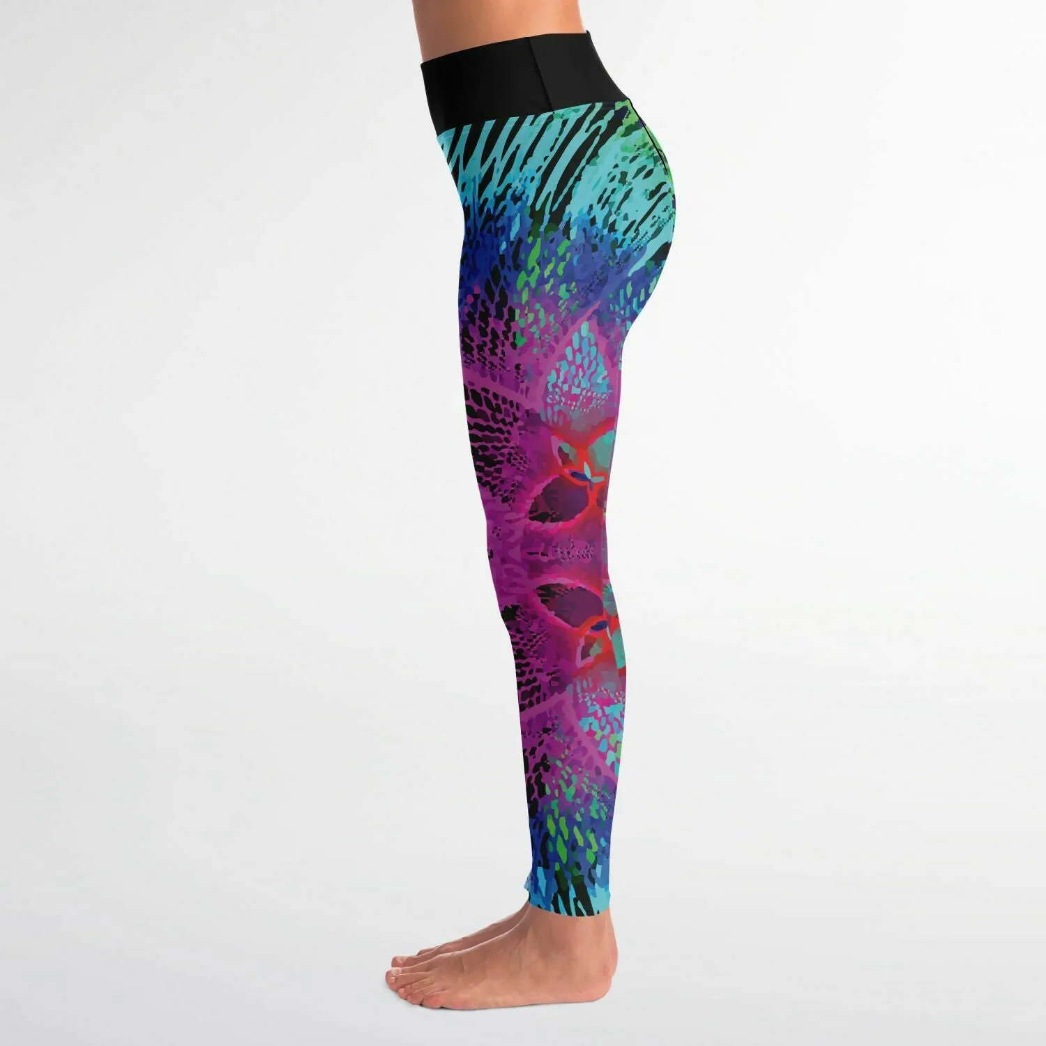 Pink Blue Lines Leggings Custom Cut and Sew No Pockets