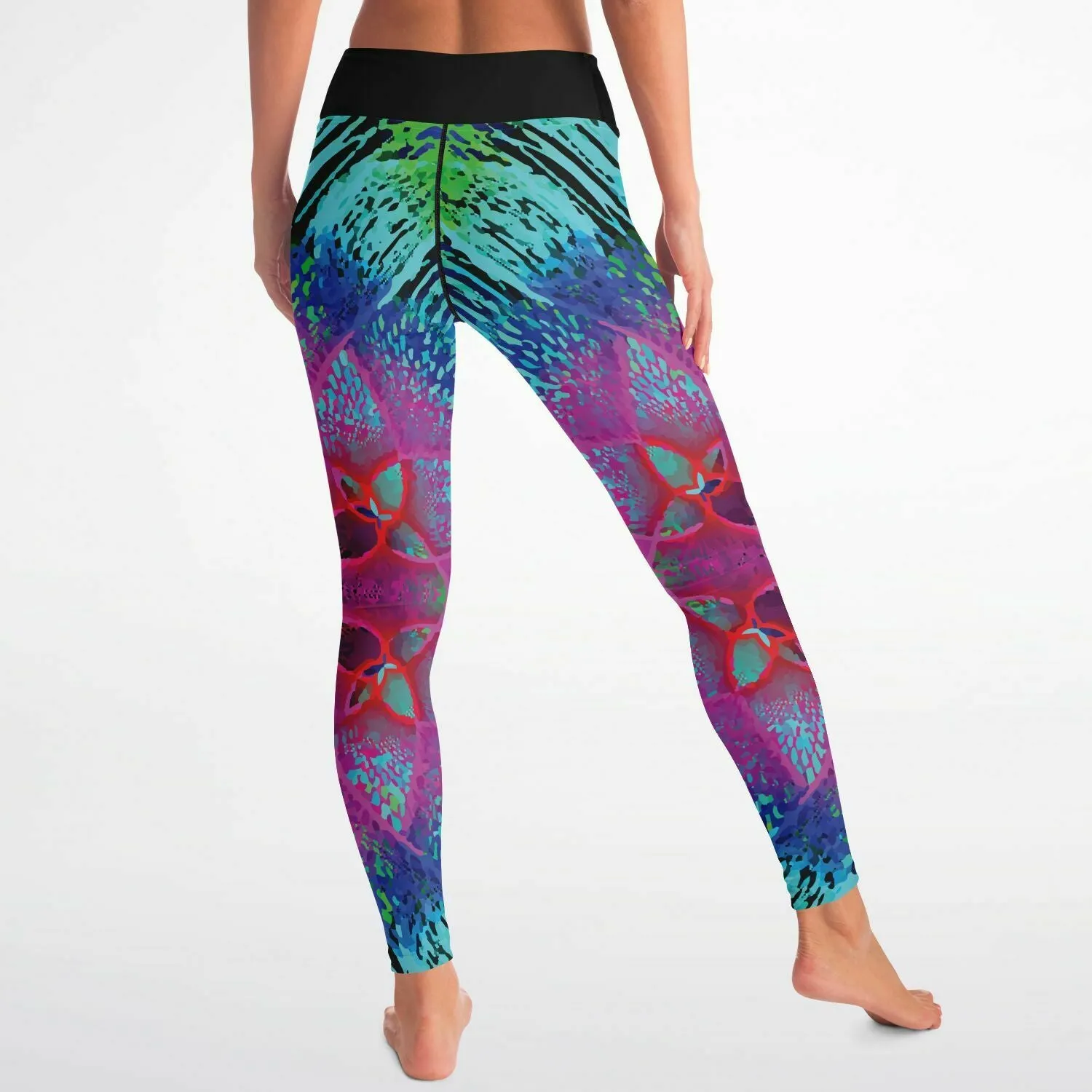 Pink Blue Lines Leggings Custom Cut and Sew No Pockets