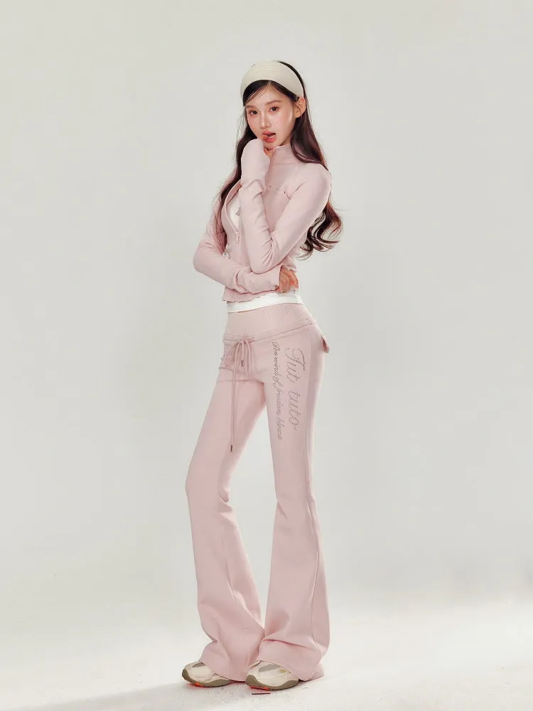 Pink Rhinestone Velour Set
