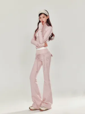 Pink Rhinestone Velour Set