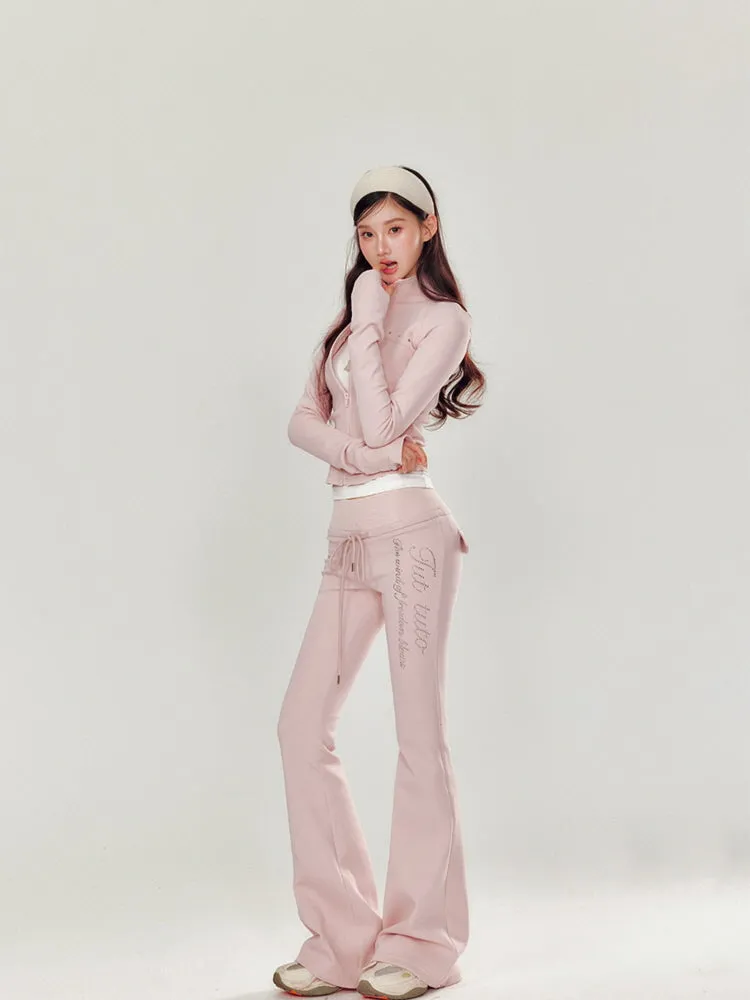 Pink Rhinestone Velour Set