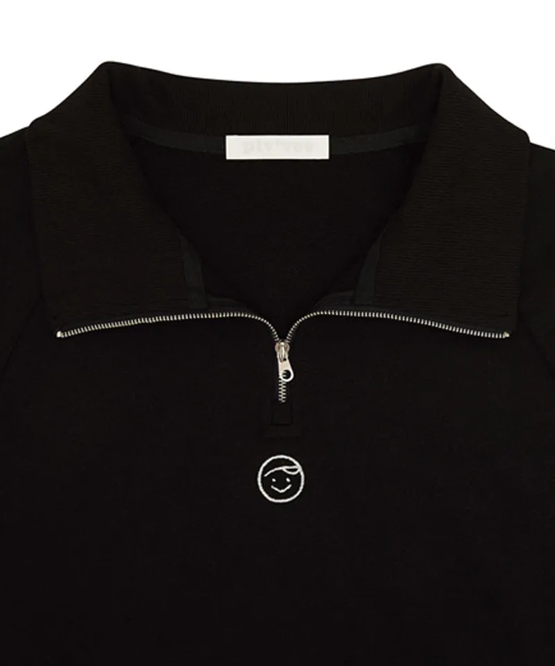 PIV'VEE Half Zip Sweatshirt- Ebony Black