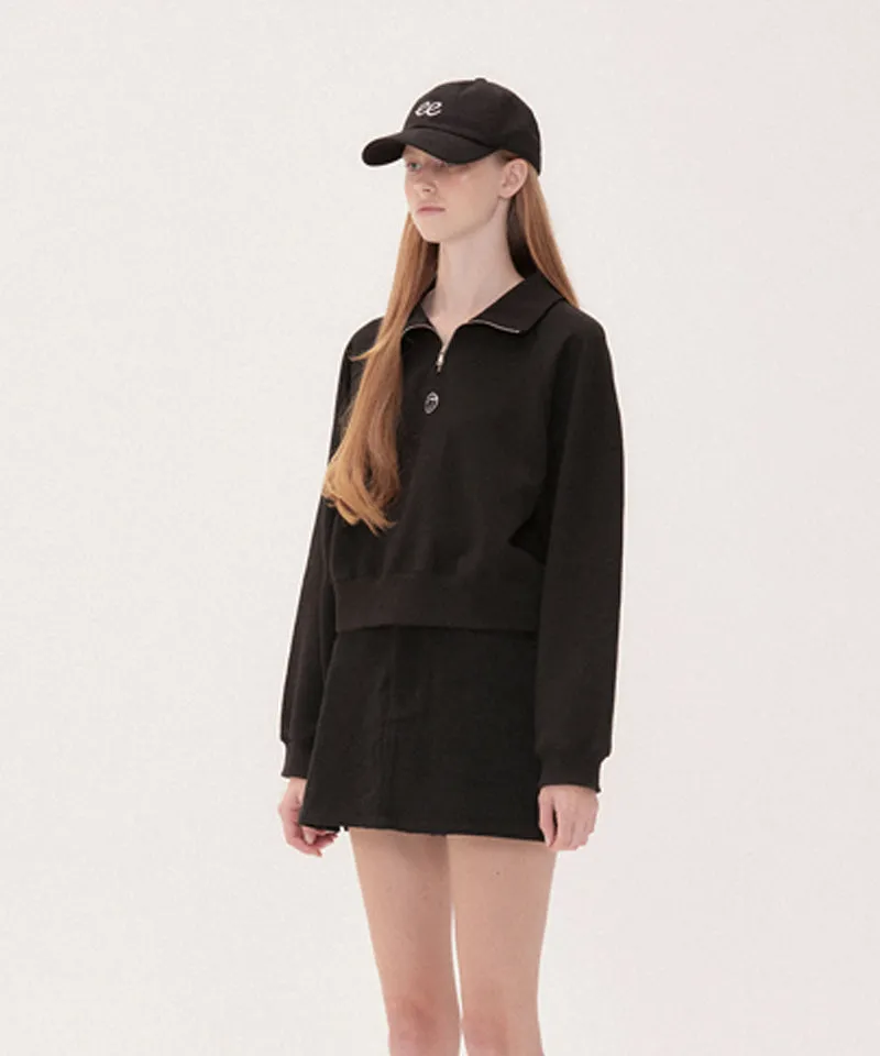 PIV'VEE Half Zip Sweatshirt- Ebony Black