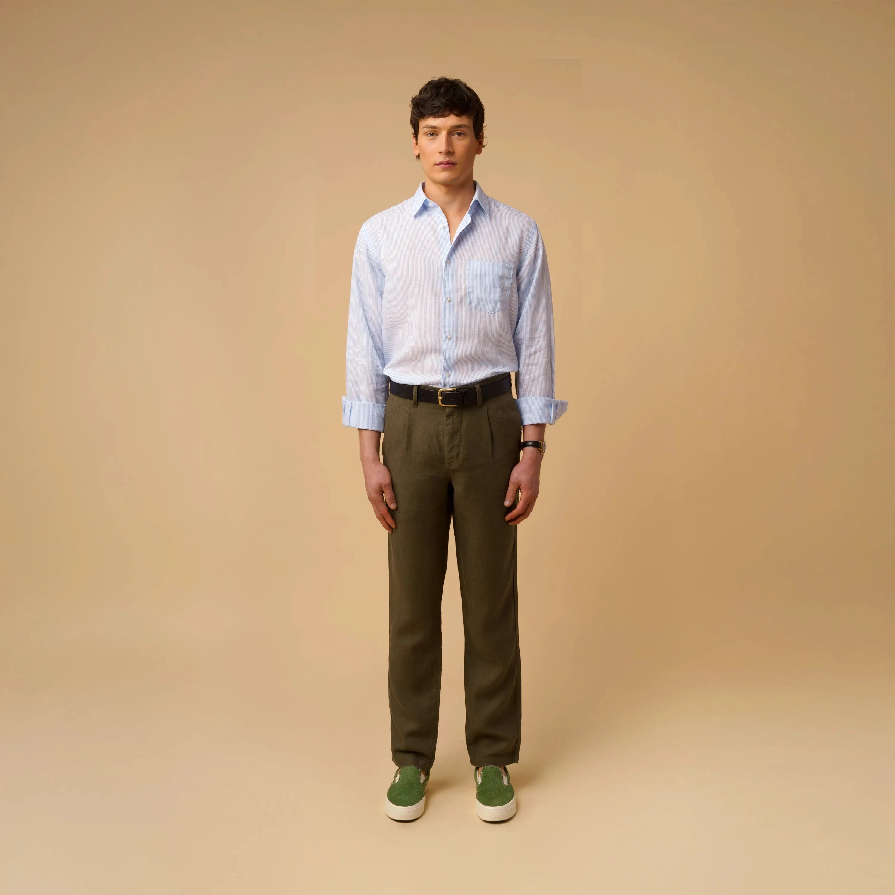 PLEATED LINEN TROUSERS