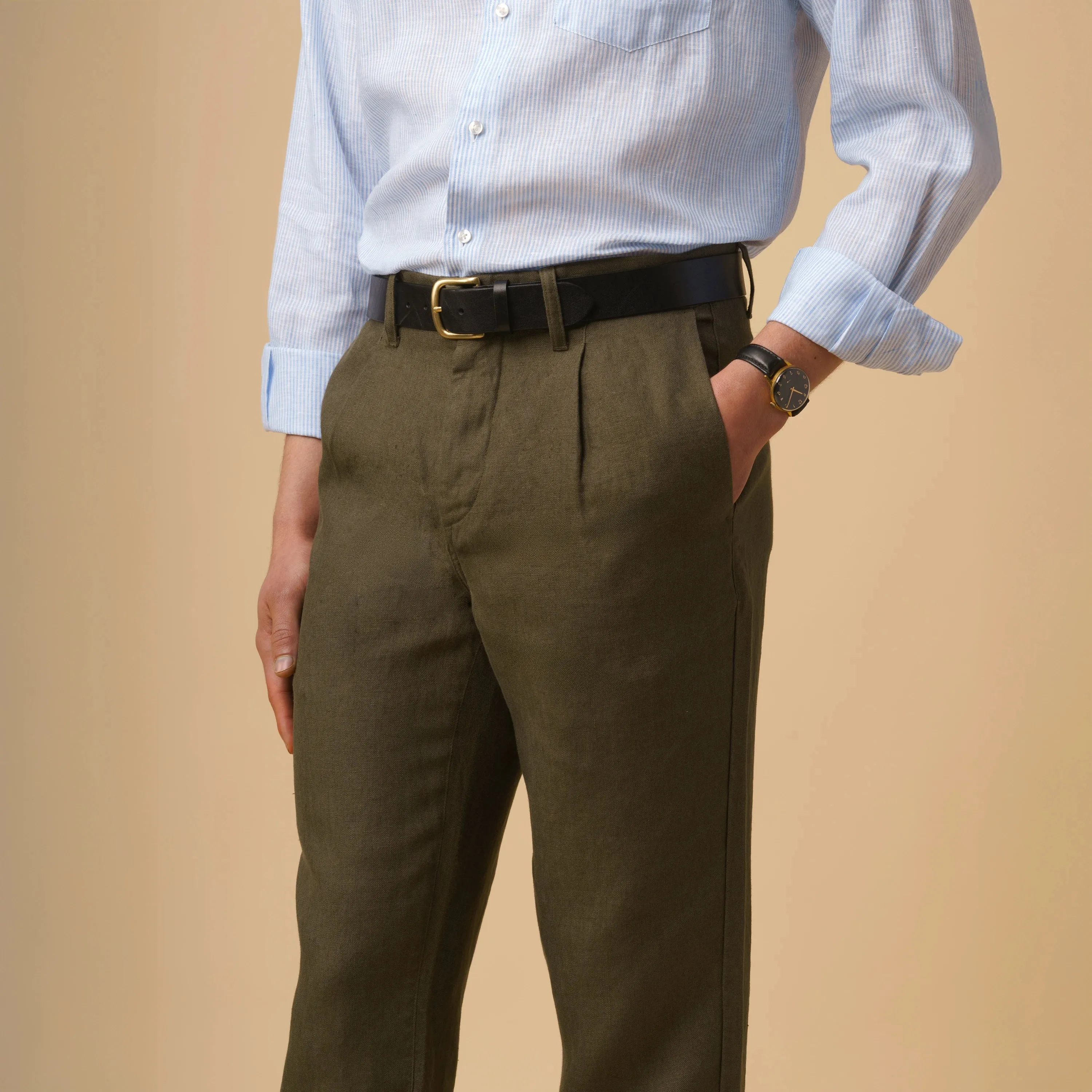 PLEATED LINEN TROUSERS