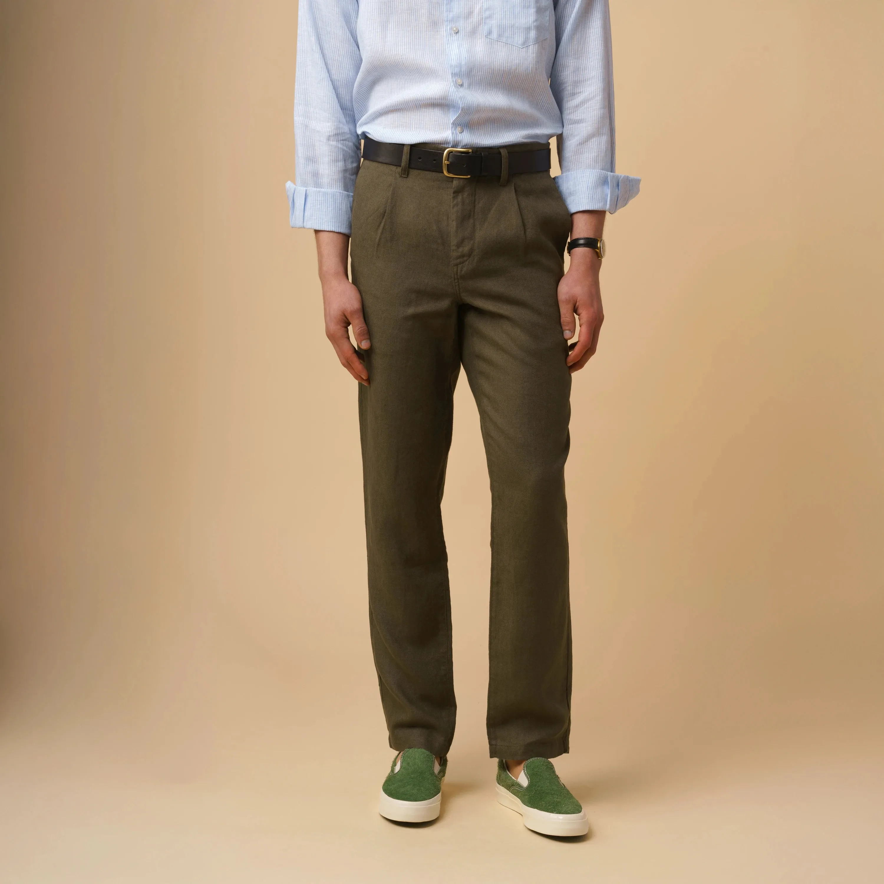 PLEATED LINEN TROUSERS