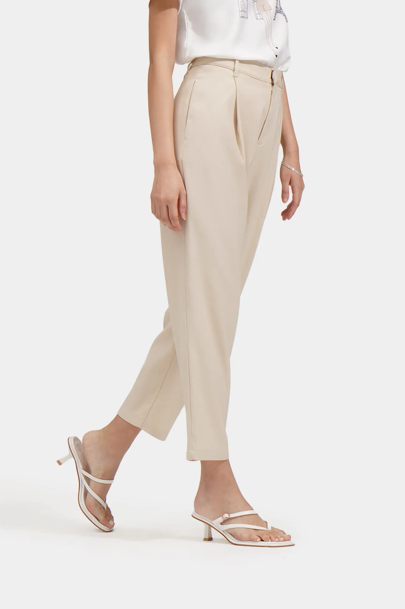 Pleated Tapered Trousers