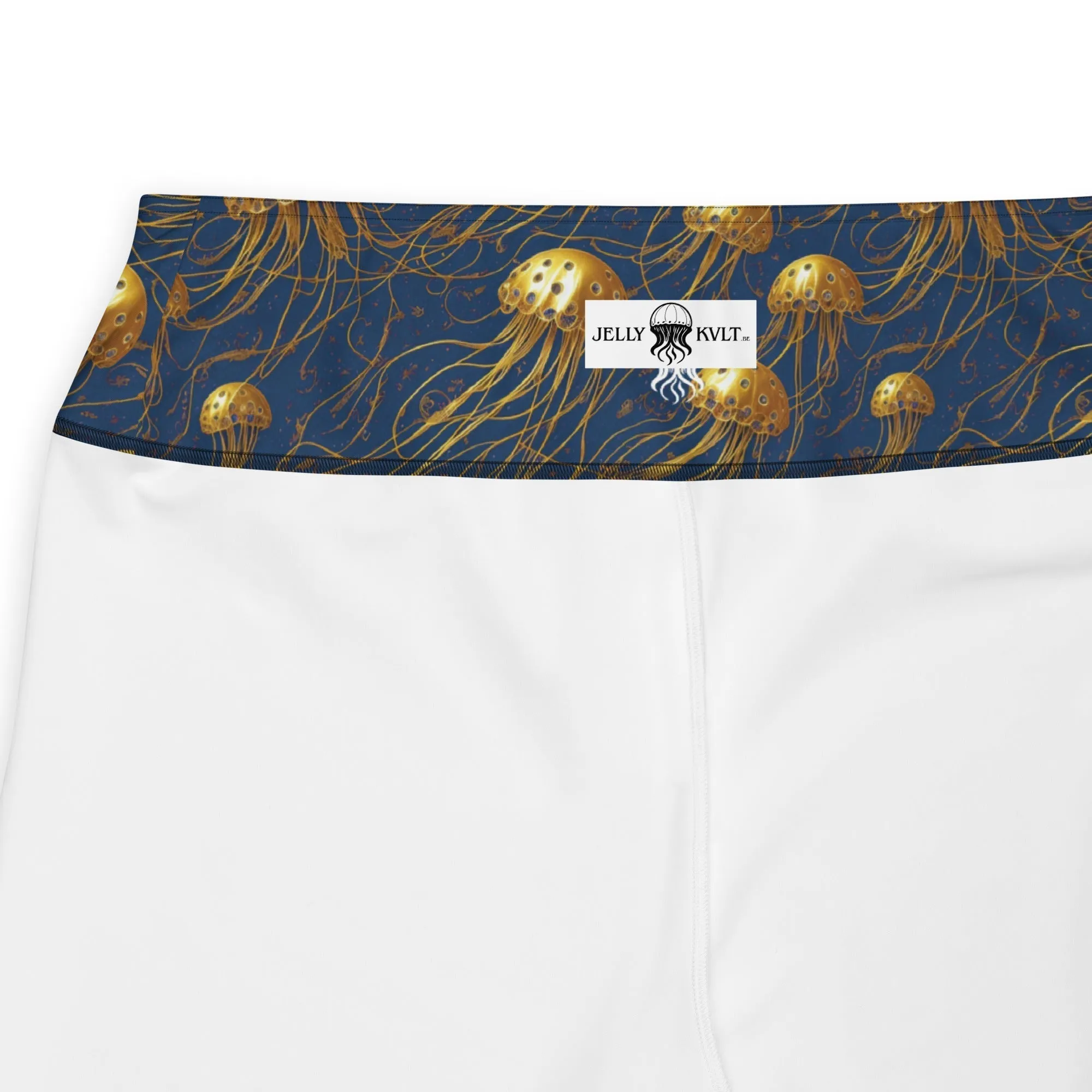 Plus Size Leggings - Blue and Gold Jellyfishes