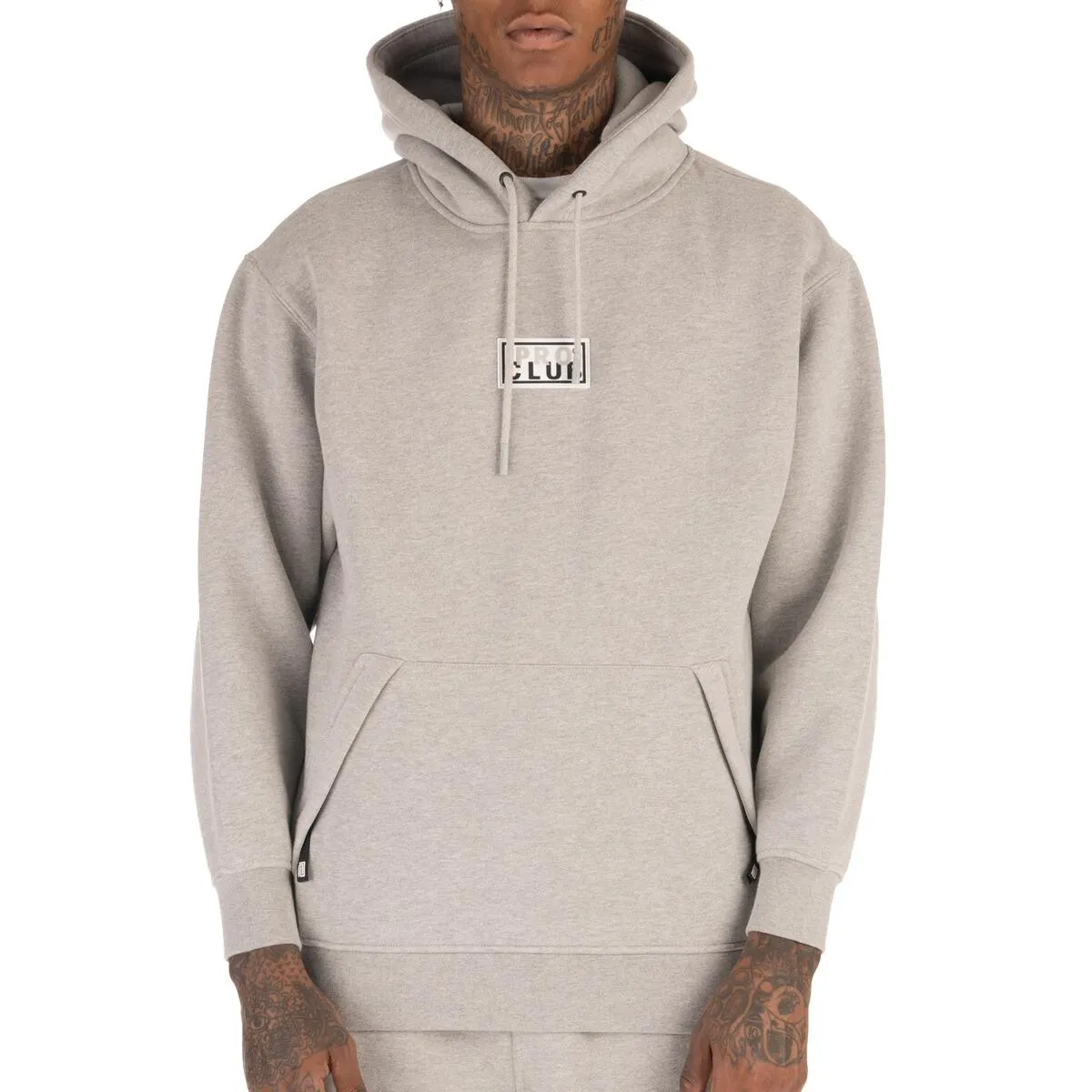 Pro Club Men's Heavyweight Silicone Patch Pullover Hoodie - Gray