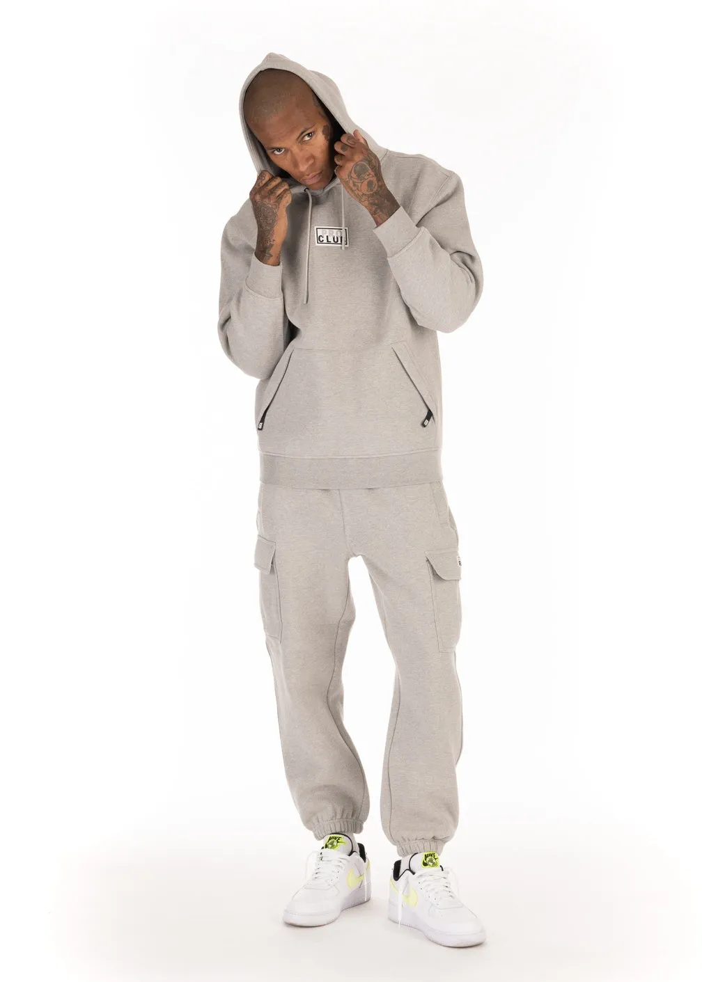 Pro Club Men's Heavyweight Silicone Patch Pullover Hoodie - Gray