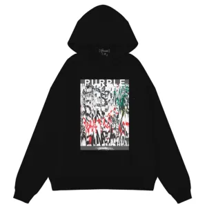 Purple Brand Logo Pattern Printed Hoodie