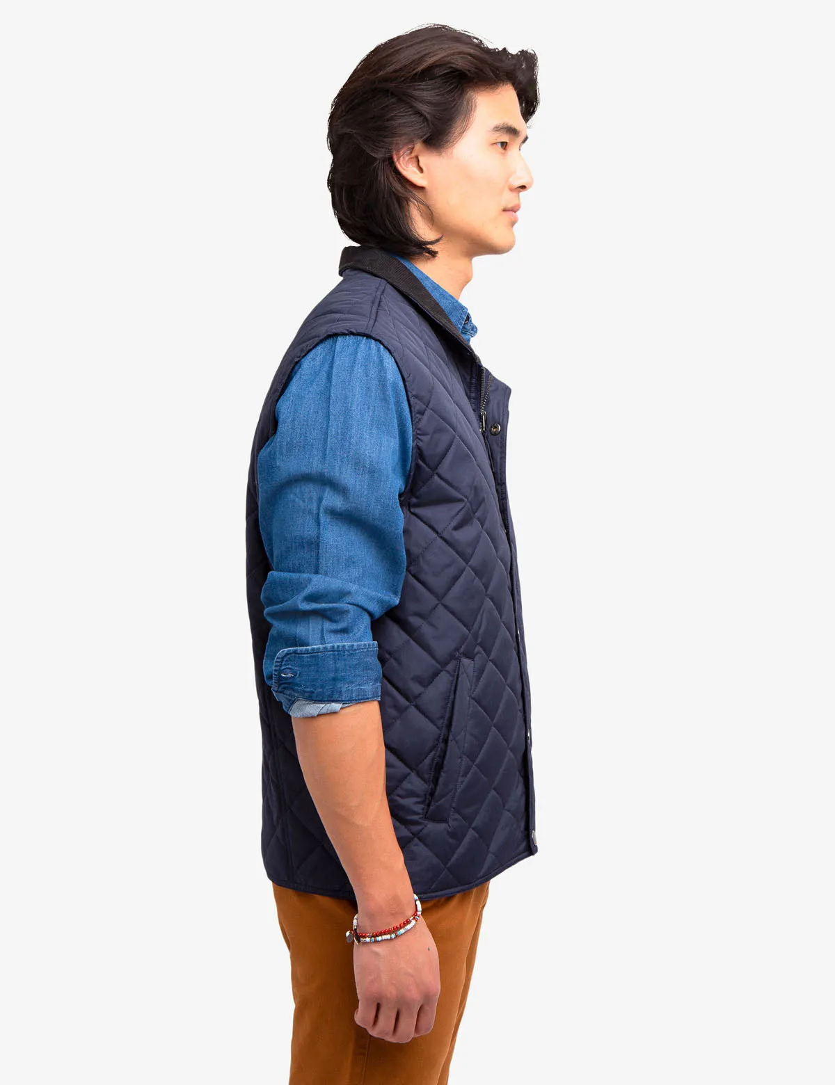 QUILTED VEST WITH CORDUROY COLLAR