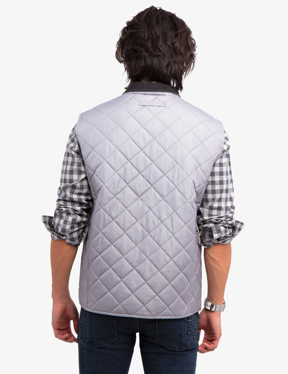 QUILTED VEST WITH CORDUROY COLLAR