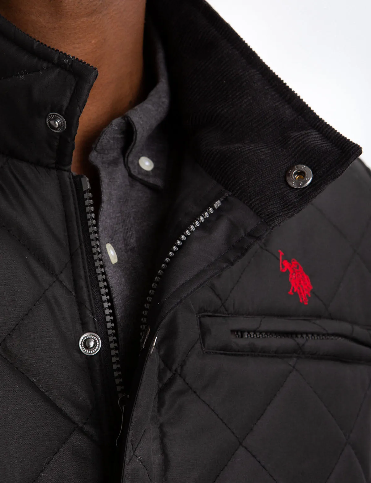 QUILTED VEST WITH CORDUROY COLLAR
