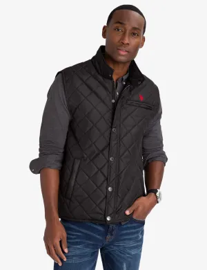 QUILTED VEST WITH CORDUROY COLLAR