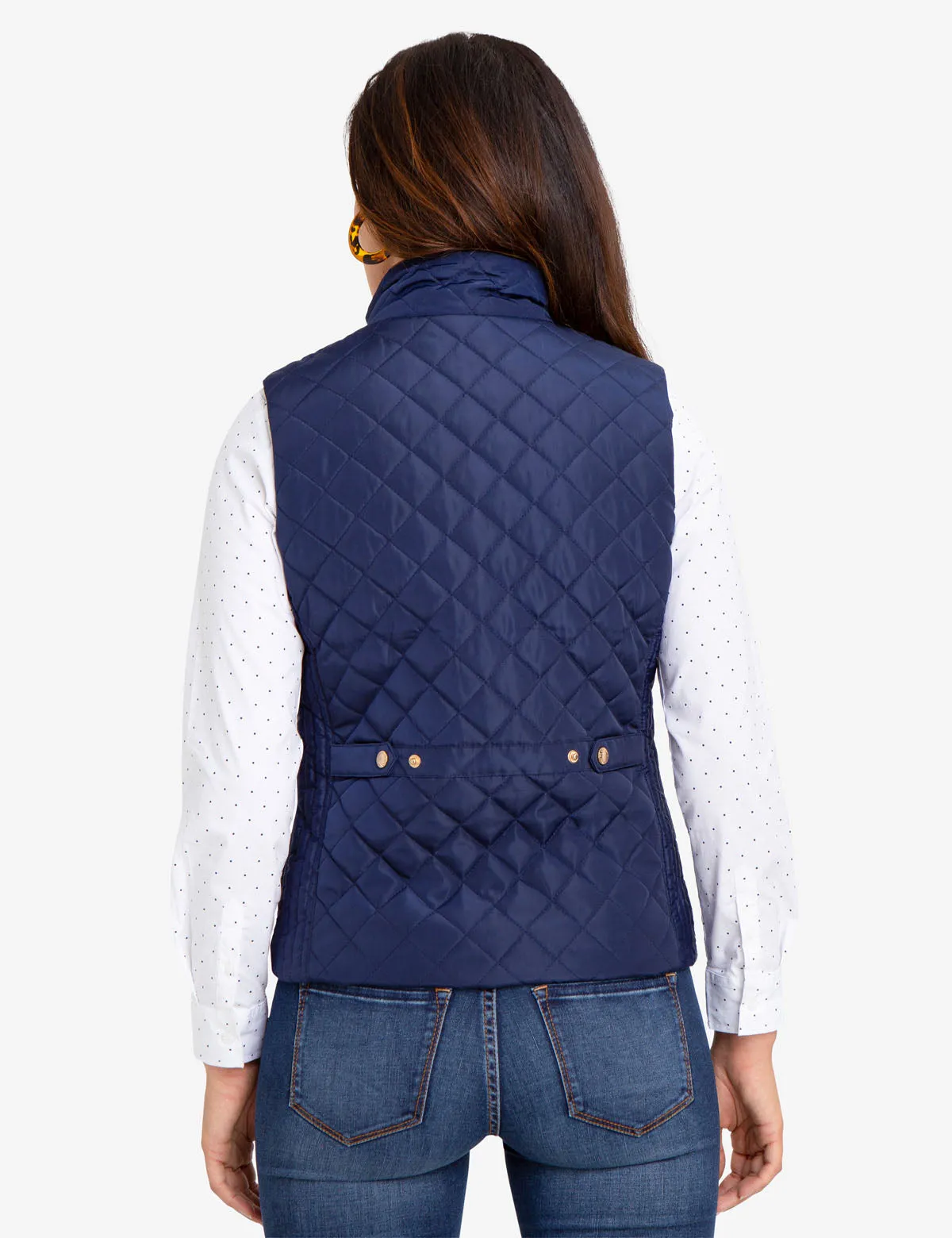 QUILTED VEST WITH FAUX LEATHER PIPING