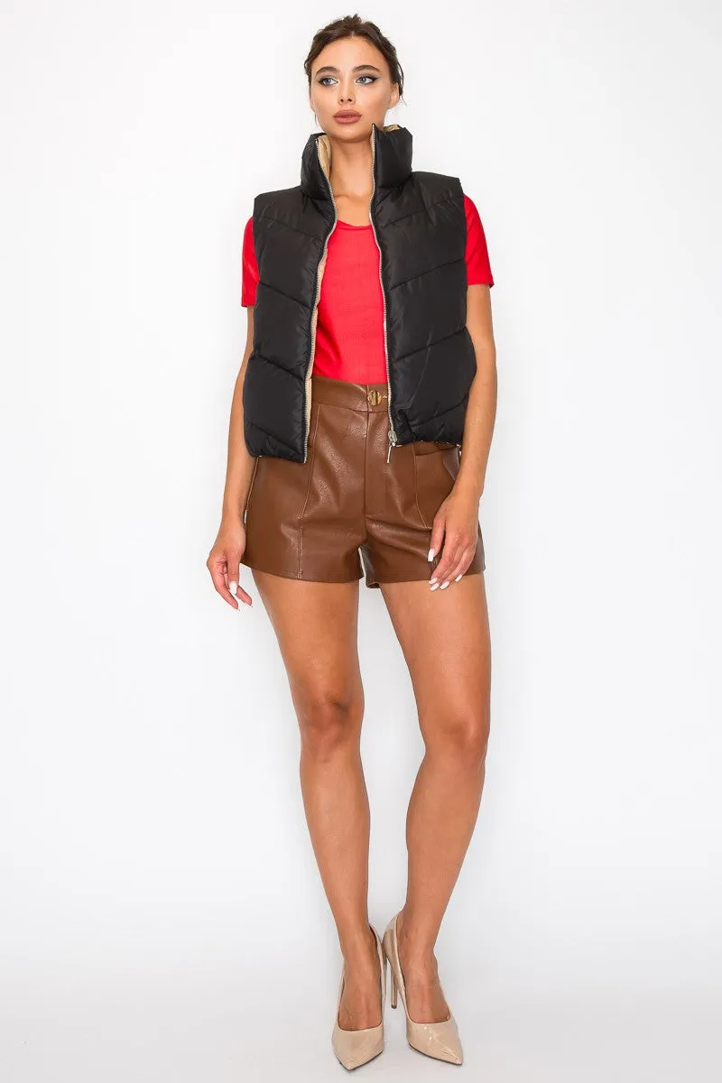 Reversible Puffer Zippered Vest - Final Sale**