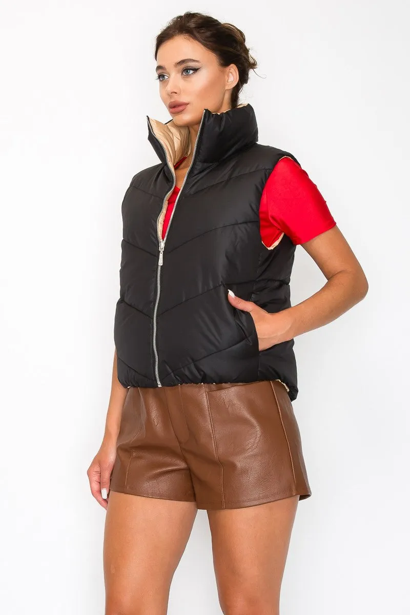 Reversible Puffer Zippered Vest - Final Sale**