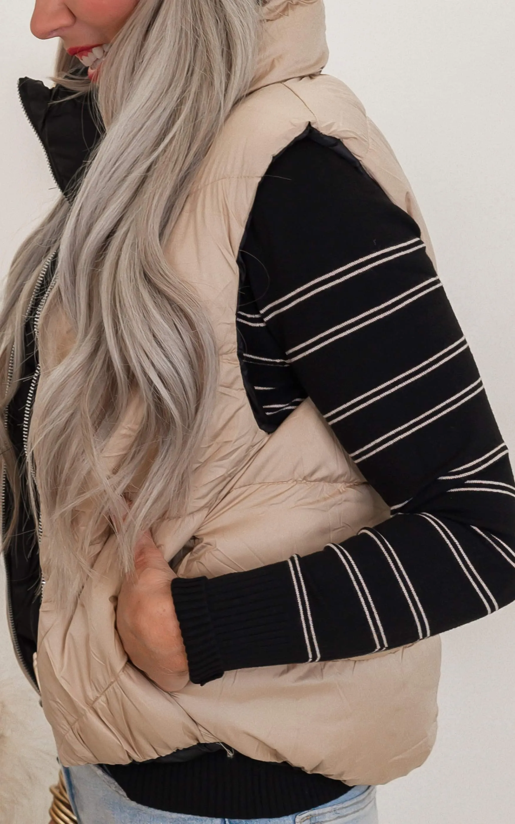 Reversible Puffer Zippered Vest - Final Sale**
